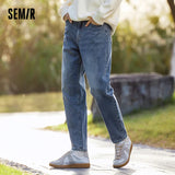 Semir 2024 Denim Trousers Men Spring Classic Trend Basic Daily Commuting Tapered Trousers Fashionable Simple Washed Trousers