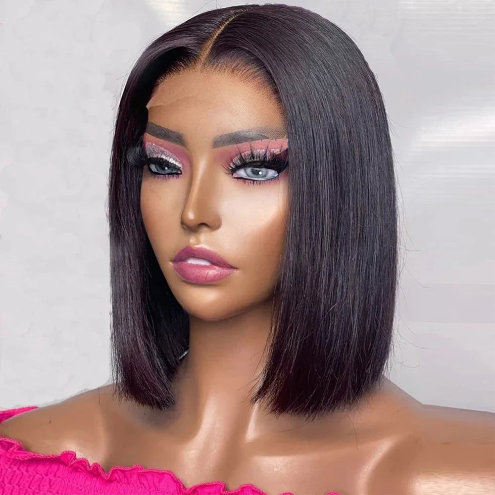Wear Go Glueless Wig 99J Burgundy Short Bob Wig 13X4 Lace Front Wigs For Black Women Brazilian Human Hair Red Highlighted Color