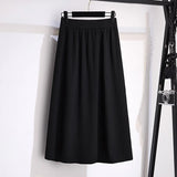 170Kg Plus Size Women's Hip 150 Spring Autumn Loose A-Line Long Sweater Skirt Apricot Black 4XL 5XL 6XL 7XL 8XL 9XL