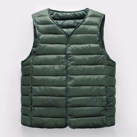 New Winter Men Down Cotton Vest Pocket Coat Sleeveless Puffer Vest Jacket Thin Warm Lightweight Down Jacket Waistcoat Unisex