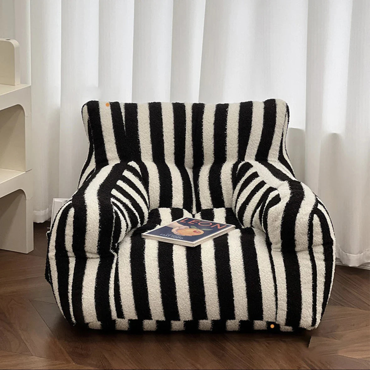 Lamb Plush Children's Sofa Reading Book Corner Samll Chair Baby Lazy Sofa Stool Sitting on The Ground Small Stripe Sofa Chair