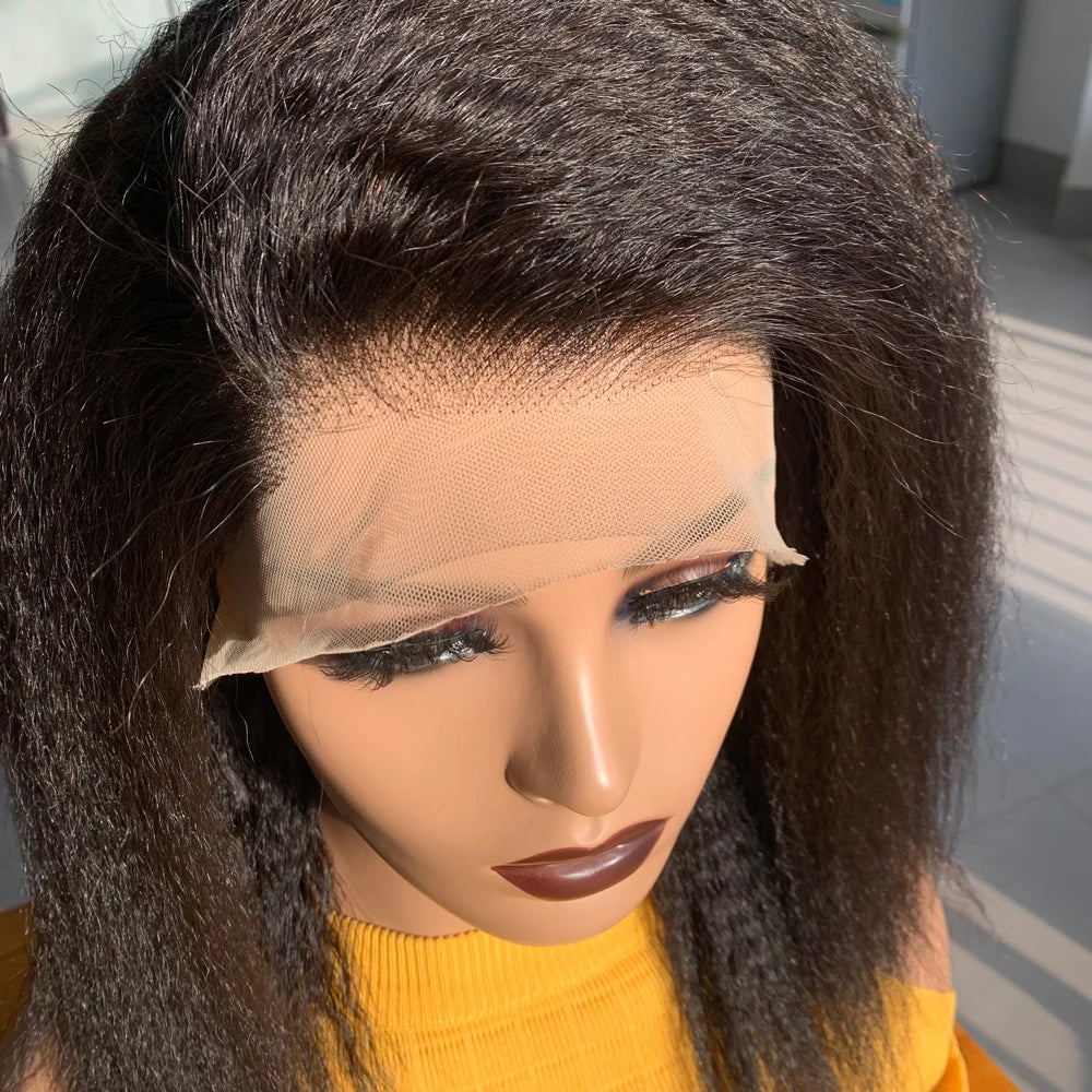 13X4 HD Lace Frontal Wigs On Sale Clearance Human Hair Kinky Straight Lace Front Wigs For Women Human Hair Glueless Yaki Wigs