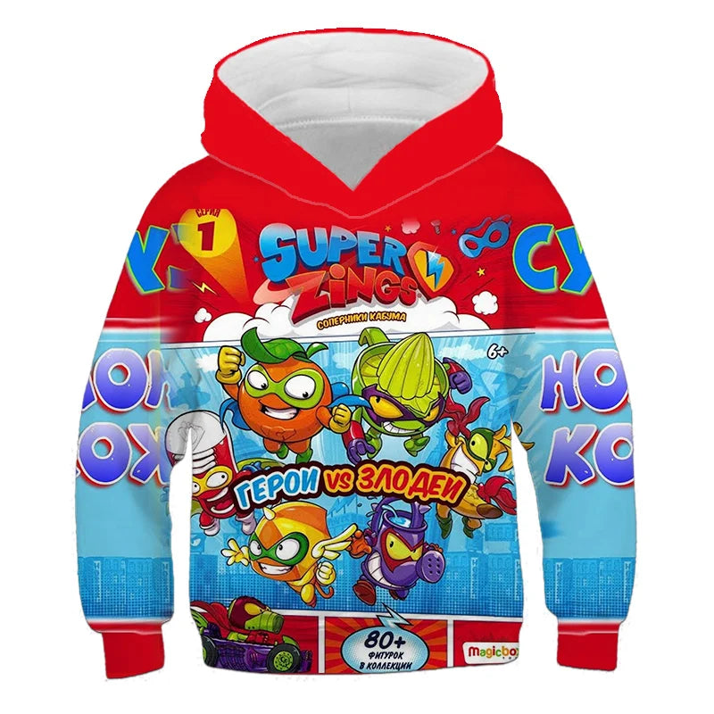 Kids Super Zings Hoodie Boys Girls Cartoon Kazoom Pullover Kids Superzings Hoodie Harajuku Streetwear Fall Winter