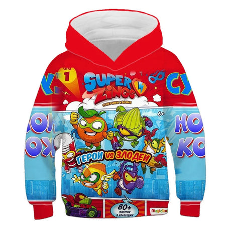 Kids Super Zings Hoodie Boys Girls Cartoon Kazoom Pullover Kids Superzings Hoodie Harajuku Streetwear Fall Winter