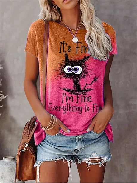 Summer New Women's Fashion T-shirt Round Neck Plus Size Shirt Tops 3D Printed Casual T Shirt Regular Street Femmes Wear