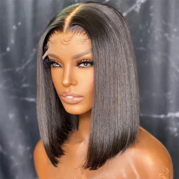 Chestnut Brown T Part Lace Bob Wig #2 #4 Dark Chocolate Brown Brazilian Straight 13x4 Short Bob Human Hair Lace Frontal Wigs