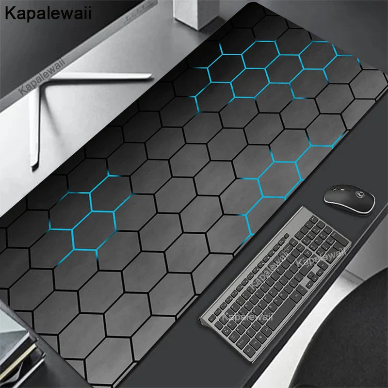 Gaming Mousepads Geometric Black Mousepad XXL Large Mouse Mat Big Desk Pads Non-Slip Stitched Mouse Pad PC Gamer Keyboard Mats