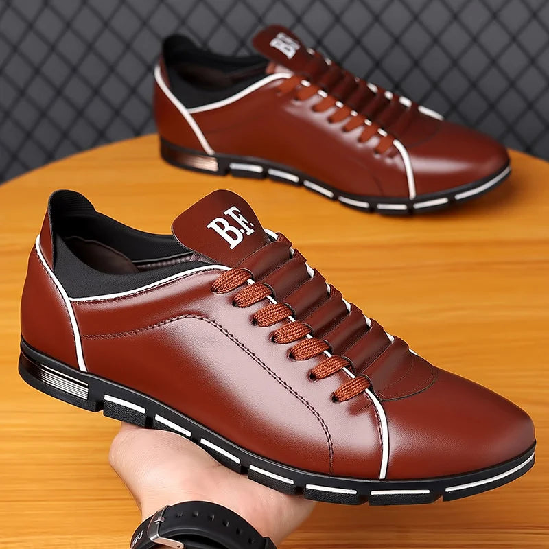 Men Leather Sneakers Plus Size 38-50 Casual Mens Shoes Solid Board Loafers Business Sport Flat Round Toe Light Comfortable 2024