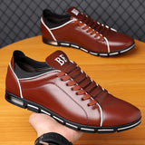 Men Leather Sneakers Plus Size 38-50 Casual Mens Shoes Solid Board Loafers Business Sport Flat Round Toe Light Comfortable 2024