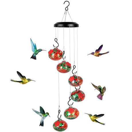 Anti-fade Hummingbird Feeders Bird Feeder With Wind Chimes Leak-Proof Bird Feeder Garden Decor Feeding Tool Food Container