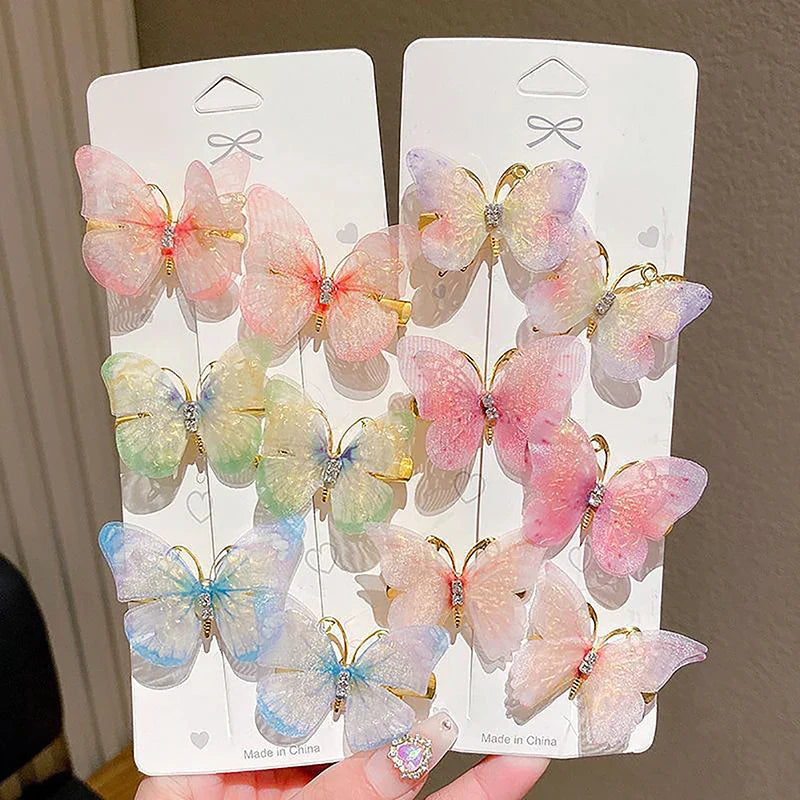 1pc Random Colorful Butterfly Hairpins Girl Hair Clips Barrettes Women Sweet Hair Ornament Rainbow Headwear Fashion Hair Accesso