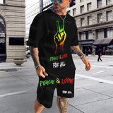 Summer Men's Tracksuit Bob Marley Reggae Music T-Shirt Shorts Set Casual Suit Fashion Outfit Male Oversized Streetwear One Love