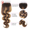 Highlight Body Wave Frontal Honey Blonde Ombre 13x4 Frontal Human Hair Transparent Lace Frontal Closure 4/27 Wavy Frontal