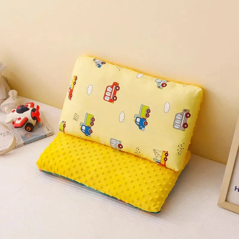 1 Pc Short Plush Baby Pillow Case With Zipper Double-sided Use Children's Pillow Case 100% Cotton Kindergarten Nap Pillow Cover