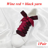 1 Pair Silk Shoe Laces Satin Ribbon Flat Shoelaces Girls Casual Canvas Shoes Double-sided Weaving White Shoe Lace Accessories