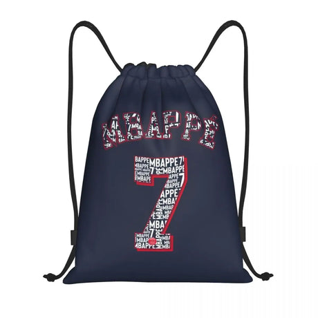 Mbappes Soccer Drawstring Backpack Women Men Sport Gym Sackpack Foldable French KM Football Shopping Bag Sack