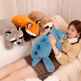 Cute Raccoon Crocodile Sloth Fox Animals Soft Plush Toys Sleeping Pillow Cartoon Stuffed Cushion