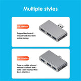 USB 3.0 Type C Hub 4 In 1 Multi -port Docking Station Splitter Mini Zinc Alloy USB 3.0 Hub High Speed Adapter For PC Laptop