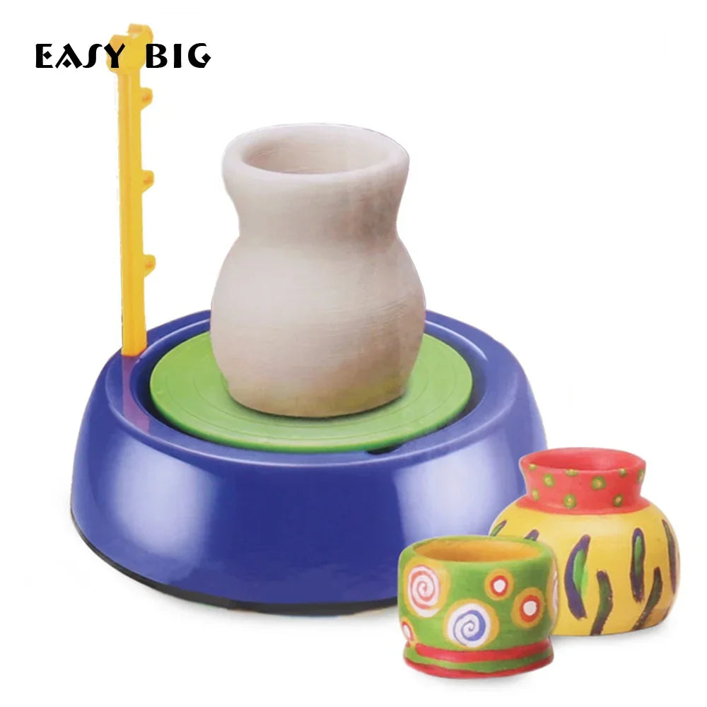 EASY BIG Children DIY Modeling Clay Tools Electric Rotary Handmade Ceramic Machines Toys With Kaolin Clay Pigment TH0030