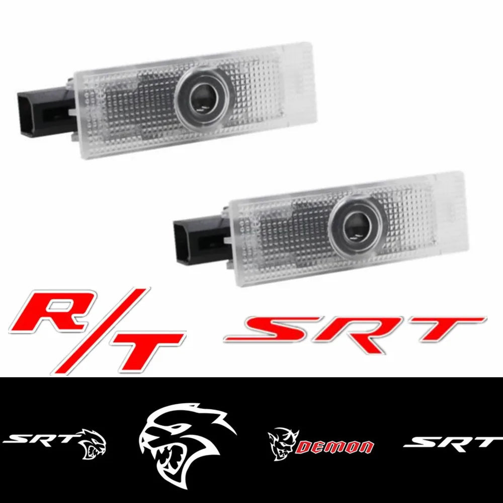 2Pcs Led Car Door Logo Welcome Light Challenger Projector Ghost Shadow Lamp For Dodge Challenger Scat Pack RT SRT SXT GT SE