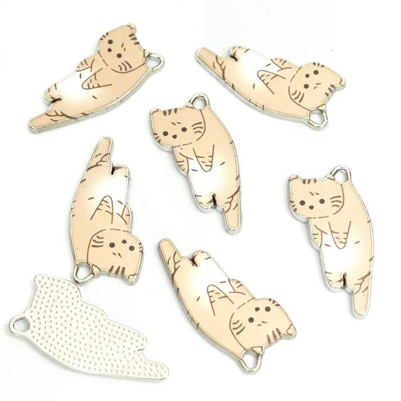 10pcs Kawaii Pet Kitten Enamel Charms for DIY Ornaments Accessories Necklace Earrings Keychain Cute Lazy Cat Alloy Pendants