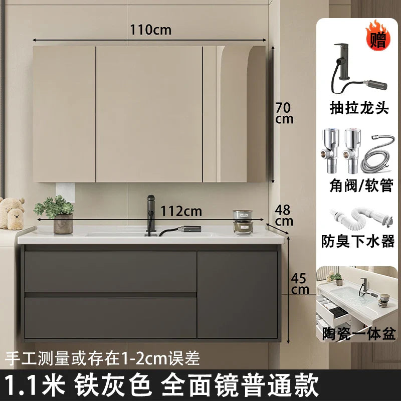 Ceramic Integrated Basin Bathroom Cabinet Modern Minimalist Sink Washbasin Cabinet Combined Muebles Hogar Hotel Furniture YX50BC