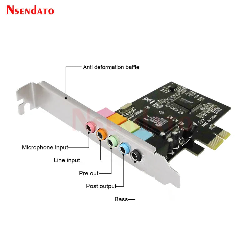 PCI-E PCI Express 5.1 Channel 3D Audio 6 Channels Digital Sound Card 5.1 Solid Capacitors CMI8738 Chipset Expansion Card