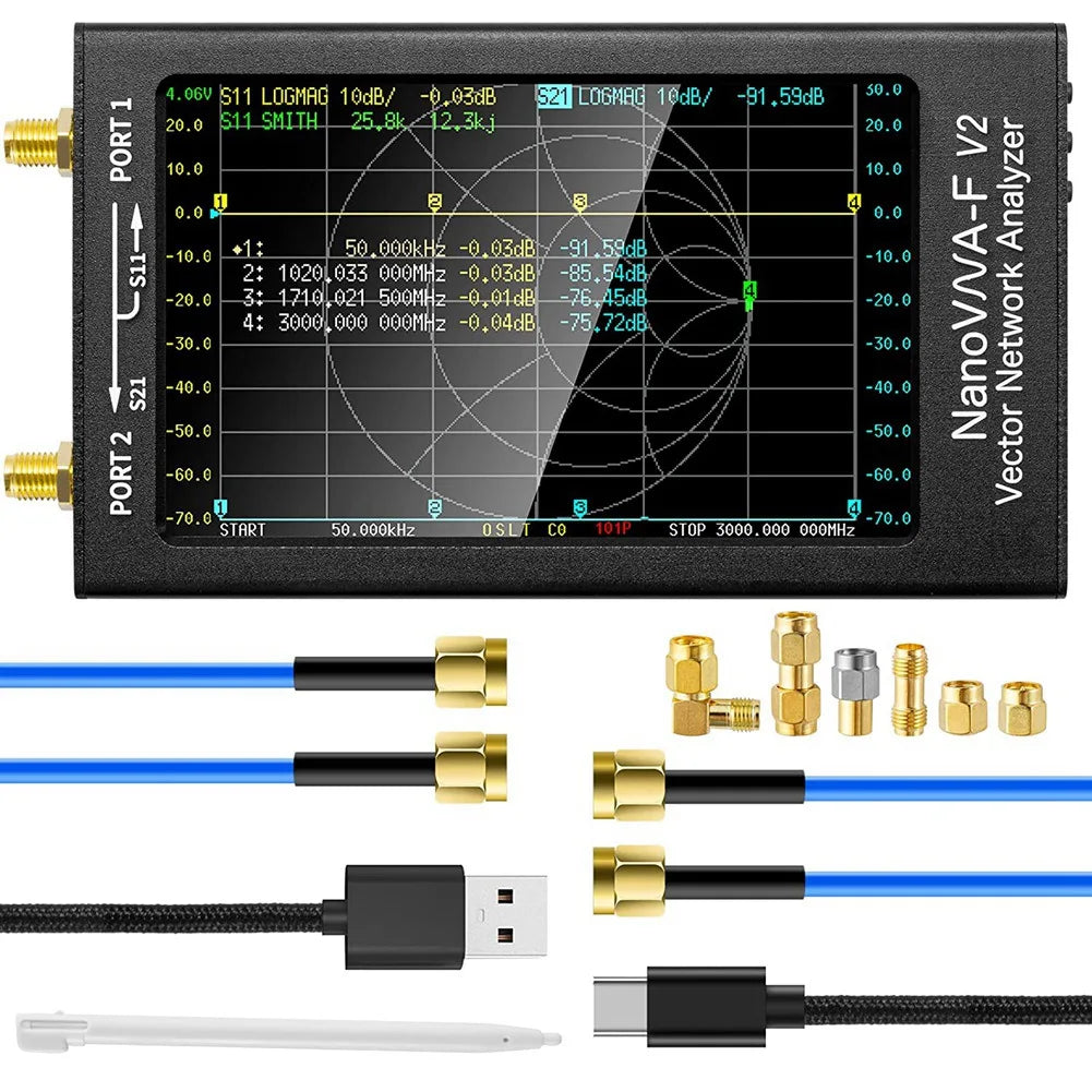 NanoVNA-F V2 Vector Network Analyzer Upgraded 50KHz-3GHz Antenna Analyzer HF VHF UHF VNA 4.3" 5000mAh Measuring S Parameters