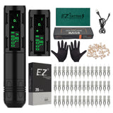 EZ Complete Tattoo Kit P2S Wireless Battery Tattoo Pen Machine 40 Pcs Cartridge Needles for for Tattoo Beginners & Arts