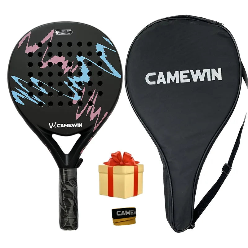 Camewin Padel Racket Tennis Carbon Fiber Soft EVA Face Tennis Paddle Racquet Racket with Padle Bag Cover With Free Gift New Hot