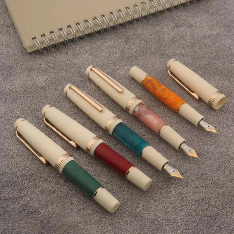 Brand JinHao 82 Mini Fountain Pen Acrylic Plastic Ink Pen Spin Golden EF F M Nib Stationery Office School Supplies Writing Gift