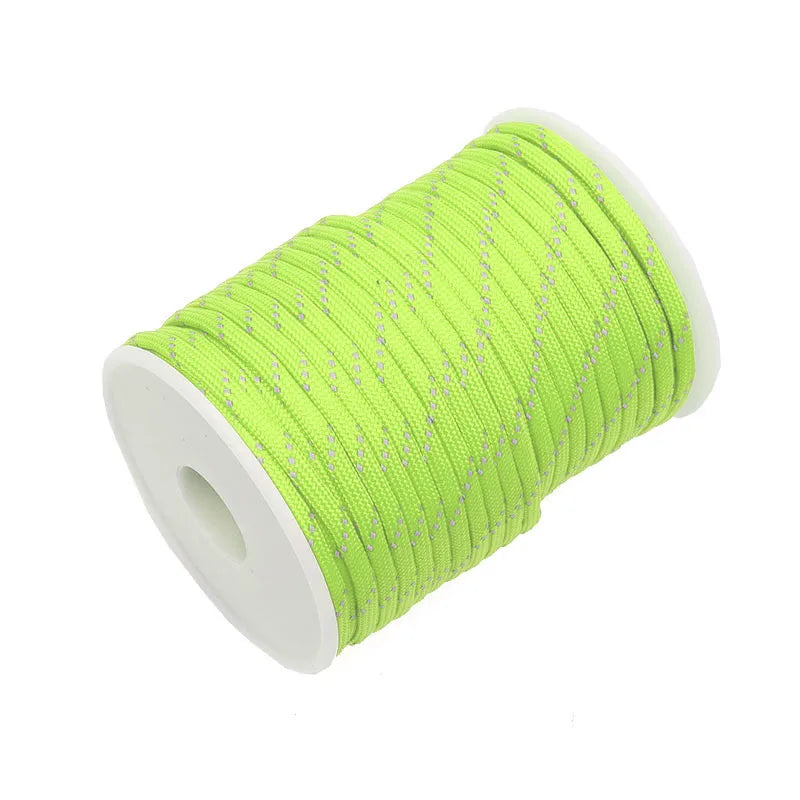 Reflective Paracord 550 Cord 7 Strands 4mm Tent Rope Camping Survival Accesorios Warning Parachute Line Hiking Canopy Lanyard