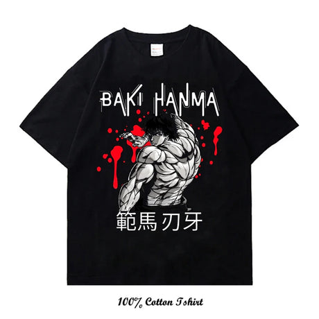 Grappler Baki kyokudai taikai Graphic Print T Shirt Harajuku Vintage Short Sleeve Plus Size Cotton Crew Neck T Shirt Women Men