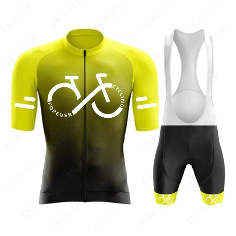 Cycling Jersey Set 2023 Summer Ropa Ciclismo Men's Bicycle Cycling Clothing Gradient Color Mountain Bike Jersey Sportswear Suit