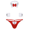 Mens Waiter Tuxedo Lingerie Sexy Cosplay Costume Role Play Uniform See Through Briefs Underwear with Bunny Ears Headband Collar