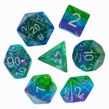 Cusdie 3 Layers Glitter Dice DND 7Pcs Resin D&D Dice D4 D6 D8 D10 D% D12 D20 Polyhedral Dice Set for Role Playing Table Games