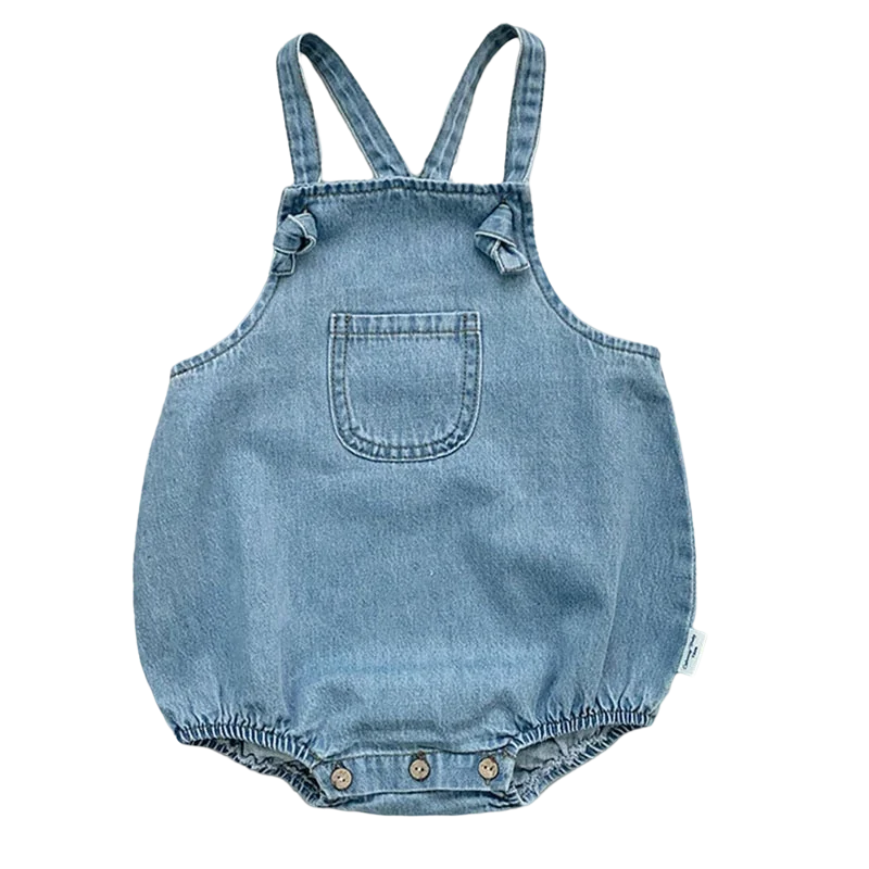 2023 Baby Boy Girl Romper Cowboy Sleeveless Jumpsuit Toddler Baby Boy Girl Romper Solid Color Boy Casual Costume Baby Romper