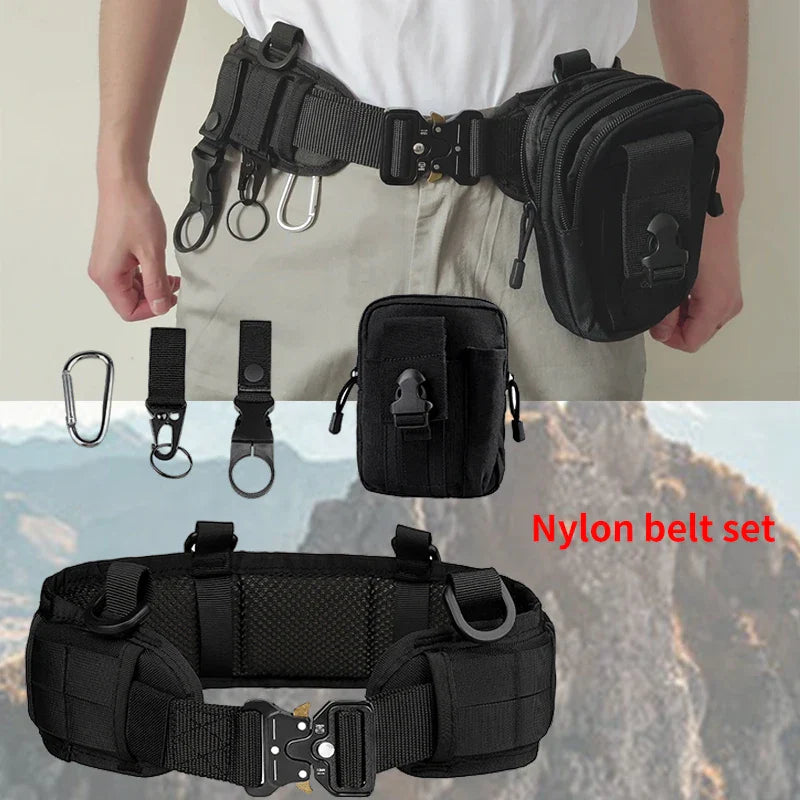 Men's Waist Belt Set Military Outdoor Hunting Tactical Multi-functional Combat Survival High Quality Marine Corps Style