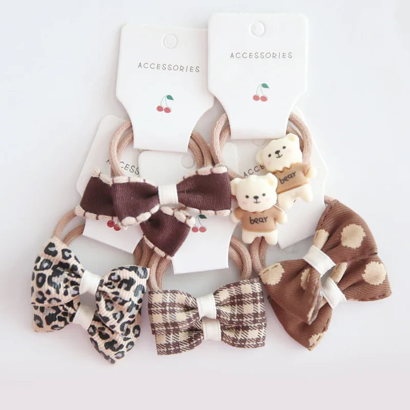 10Pcs/Lot Elastic Hair Bow for Children, Children's Headwear Hair Accessories for girls, Cute Hair ties, Lovely Hair Rope