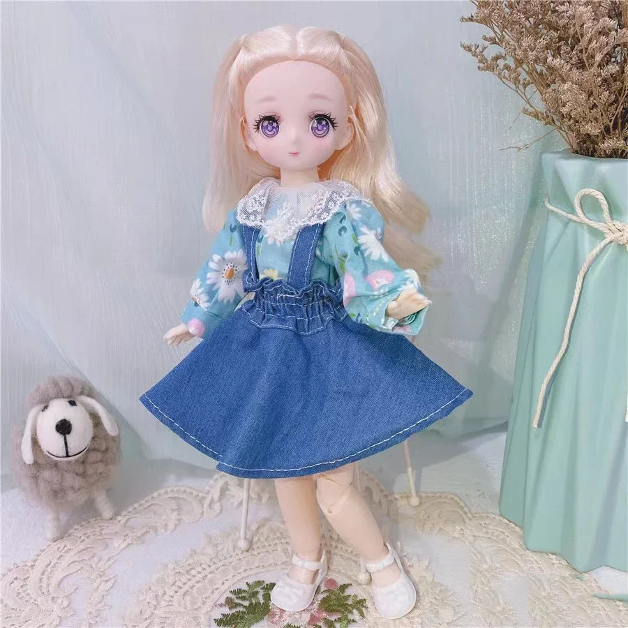 BJD Girl Dolls 30cm Kawaii 6 Points Joint Movable Dolls With Fashion Clothes Soft Hair Dress Up Girl Toys Birthday Gift Doll New