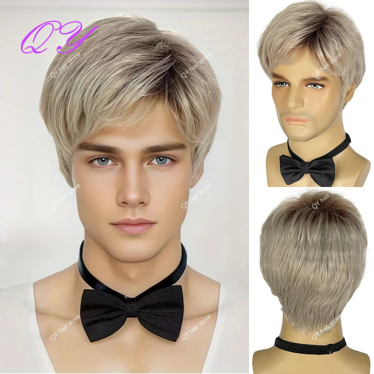 Synthetic Man Wigs  Black Short Curly For Men Wigs With High Temperature Fiber Daily Wear Curl Fashion Hairstyle Male Wig