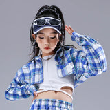 Girls Hip Hop Cool Shirt Street Dance Baggy Cargo Pants Children Crop Plaid Jacket Streetwear Kids Jazz Joggers Clothes Sets