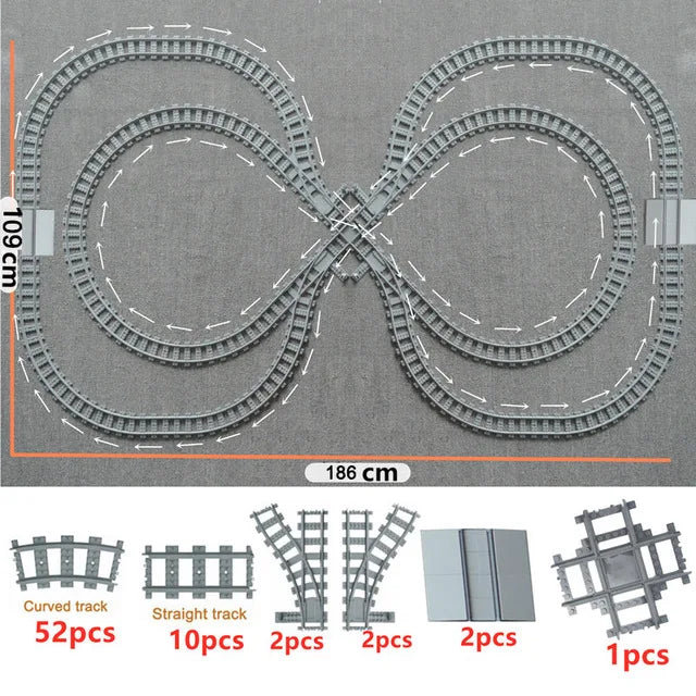 City Train Tracks Forked Flexible Railway Bridge Rail Viaduct Buliding Block Toy Straight Cruved Soft Track Bricks Leduo Gift