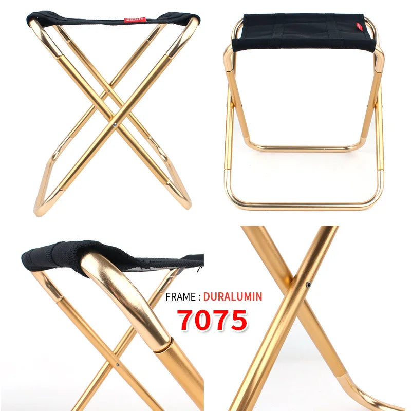 Folding Stool Large 7075 Aluminum Alloy Outdoor Portable Barbecue Fishing Folding Chair Camping Climbing Stool Portable Chair