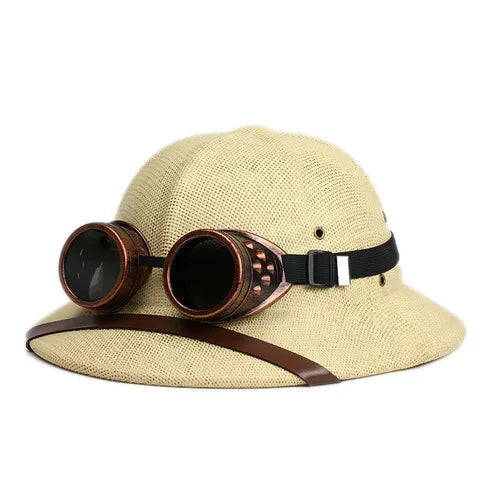 Y2k Parent-child Summer Straw Helmet Pith Sun Hats For Child Women Vietnam War Army Dome Hat Safari Jungle Miners British Cap