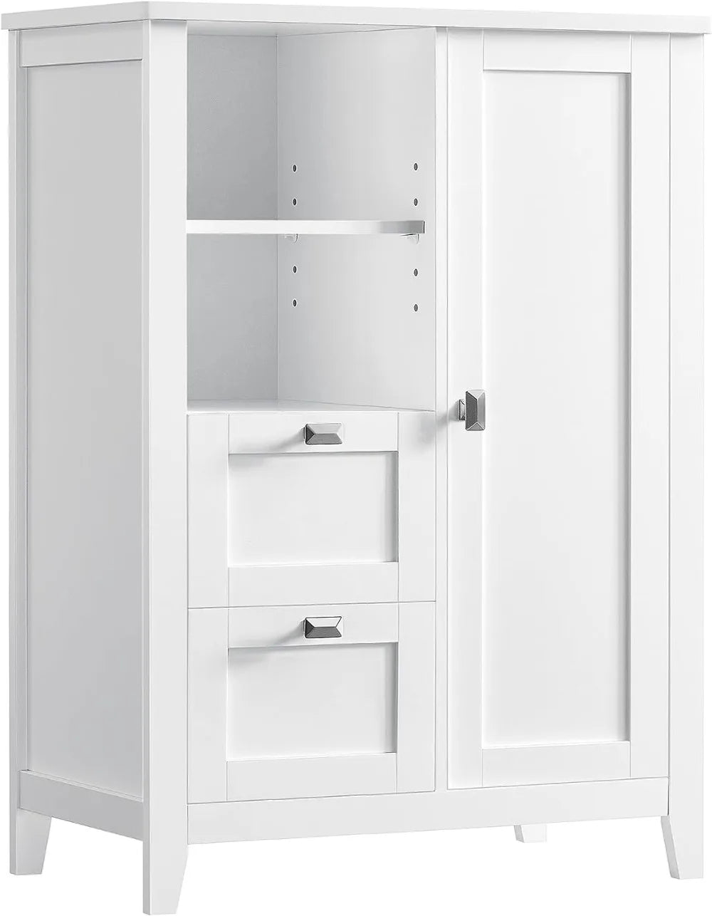 Bathroom Floor Storage Cabinet, Bathroom Cabinet Freestanding, Kitchen Cabinet, with Open Compartment, 2 Drawers, Adjustable