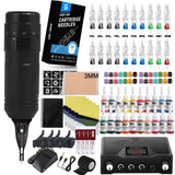 Complete Tattoo Machine Pen Kit Rotaty Tattoo Pen Set with Needle Stroke Adjustable 2.4-4.2mm with Digital Display Power Supply