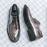 2023 Casual Leather Shoes Men superstar Brogues formal leather shoes oxford gold shoes lace-up hombres silver large size 46 ghn