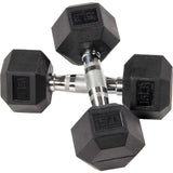 Rubber Coated Hex Dumbbell Weight Set and Storage Rack, Multiple Packages