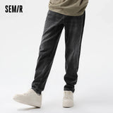 Semir 2024 Denim Trousers Men Spring Classic Trend Basic Daily Commuting Tapered Trousers Fashionable Simple Washed Trousers